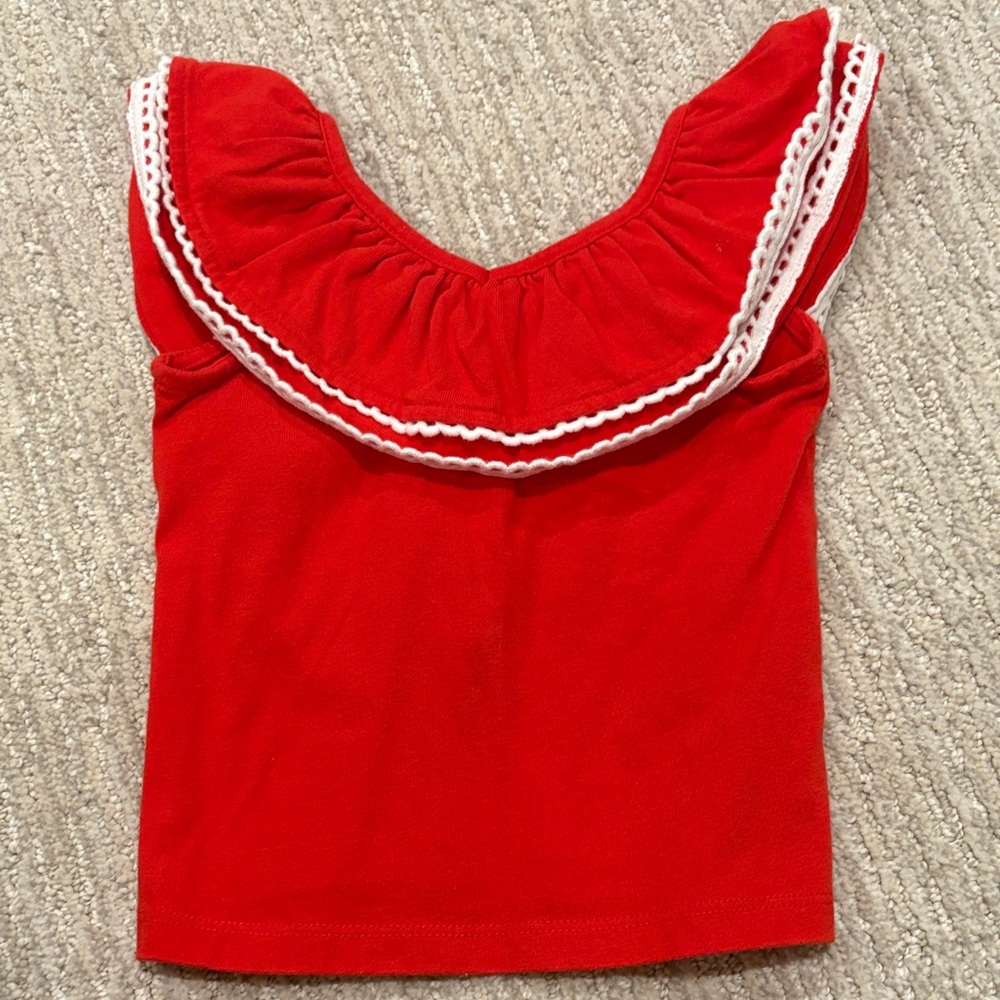 Janie and Jack Red Infant Top with White Trim